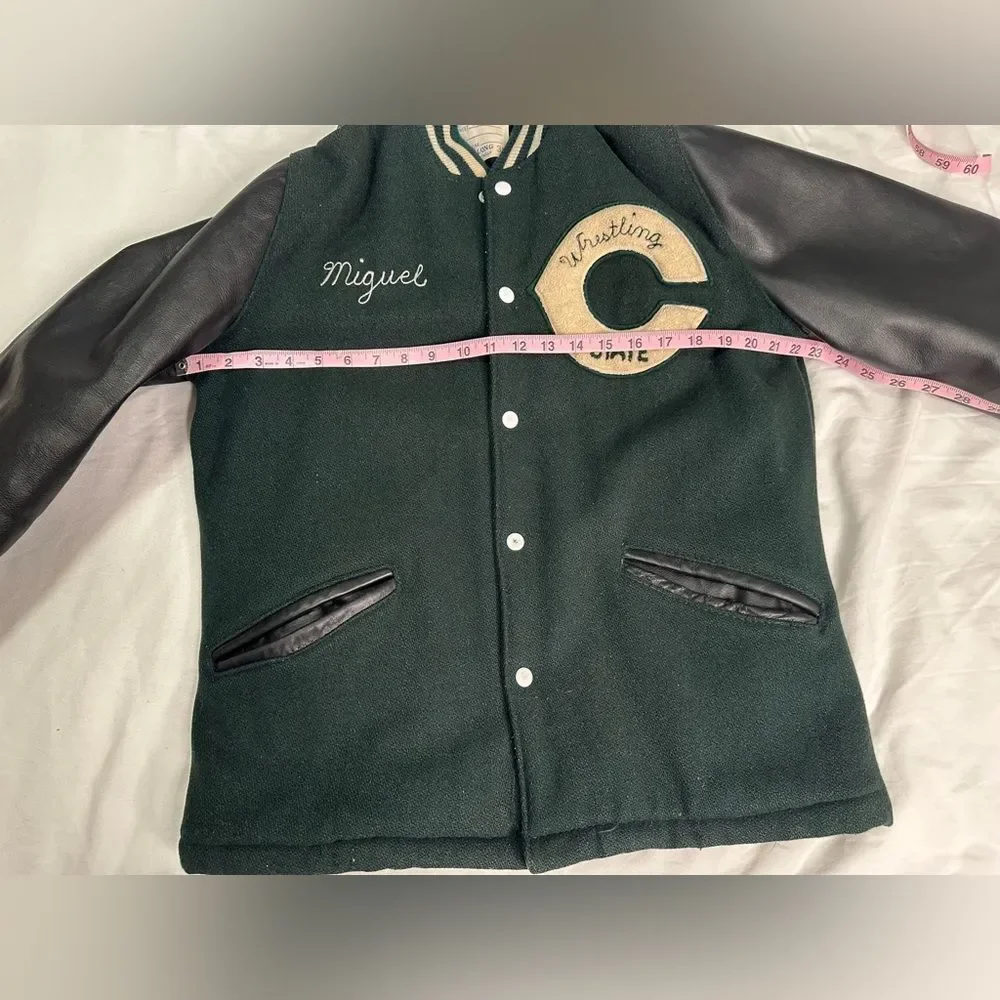 Vintage 60s DeLONG Letterman Varsity Jacket Wrestling State Chenille Patch Sz 38 - Picture 6 of 10
